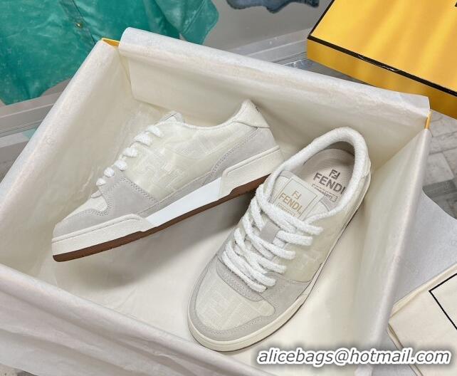 Best Grade Fendi Match Low Top Sneakers in Canvas and Suede White 0129001