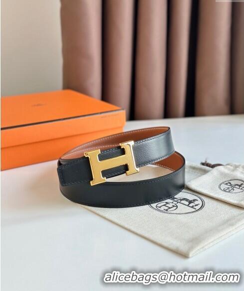 Super Quality Hermes Boucle De Ceinture H & Cuir Reversible Belt 3.2cm in Togo Leather H5382 Brown/Gold 2023