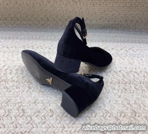 Good Quality Prada Velvet pumps 3.5cm Black 0228051