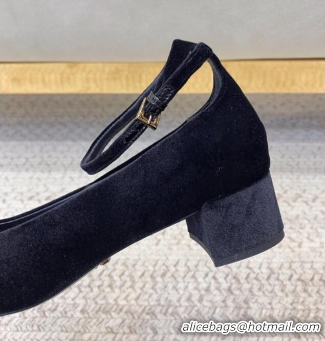 Good Quality Prada Velvet pumps 3.5cm Black 0228051