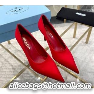 Shop Duplicate Prada Satin Pumps 8cm Red 0228053