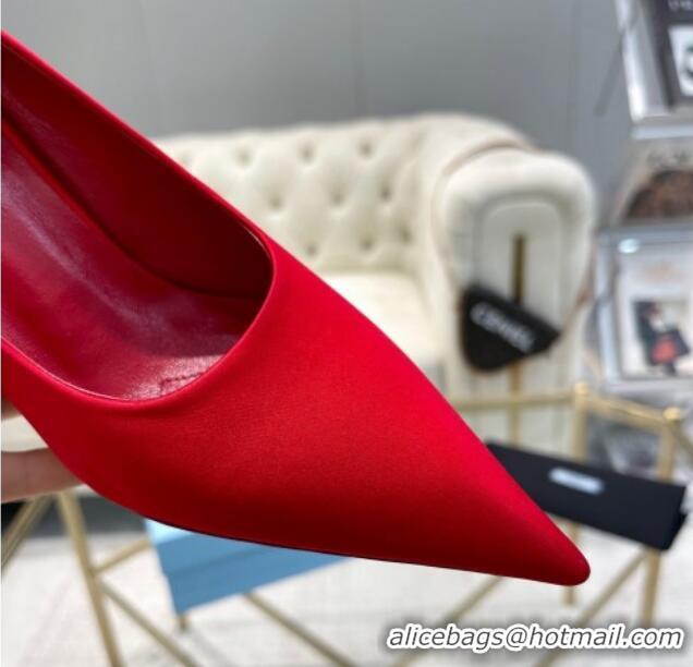 Shop Duplicate Prada Satin Pumps 8cm Red 0228053