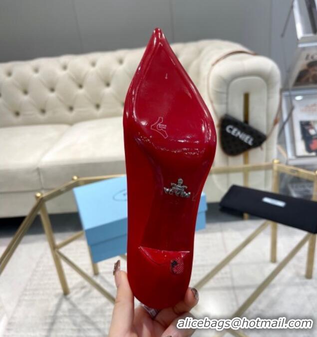 Shop Duplicate Prada Satin Pumps 8cm Red 0228053