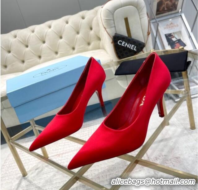 Shop Duplicate Prada Satin Pumps 8cm Red 0228053