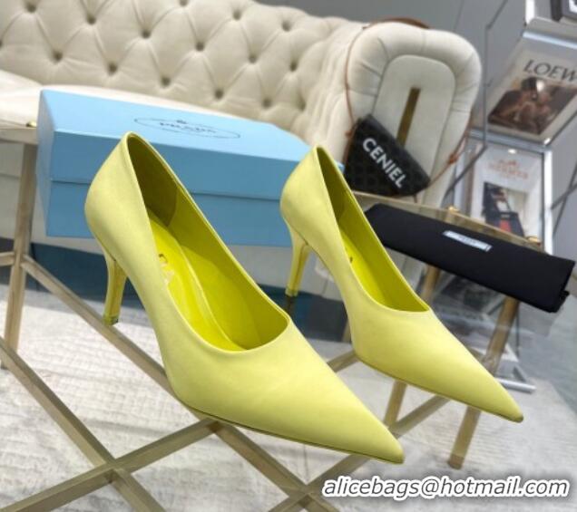 Cheap Price Prada Satin Pumps 8cm Yellow 0228055