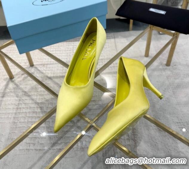 Cheap Price Prada Satin Pumps 8cm Yellow 0228055