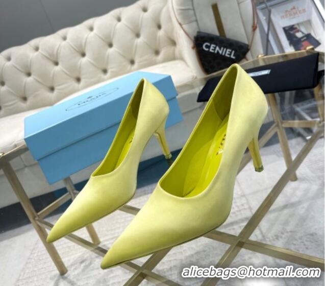 Cheap Price Prada Satin Pumps 8cm Yellow 0228055