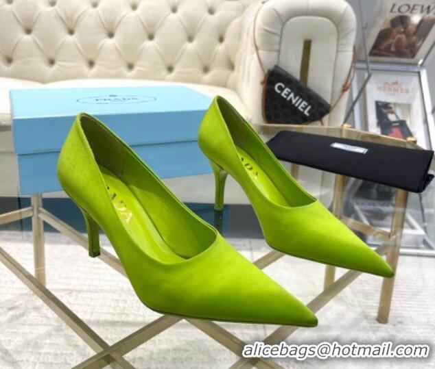 Grade Quality Prada Satin Pumps 8cm Green 0228056