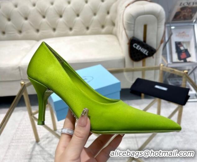 Grade Quality Prada Satin Pumps 8cm Green 0228056