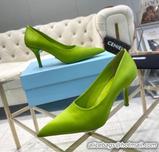 Grade Quality Prada Satin Pumps 8cm Green 0228056