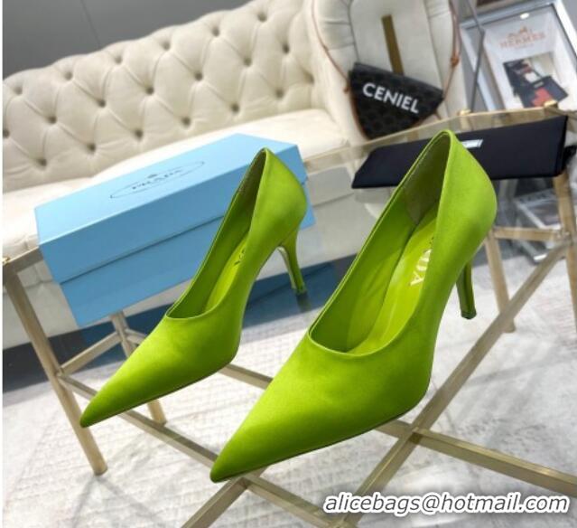 Grade Quality Prada Satin Pumps 8cm Green 0228056