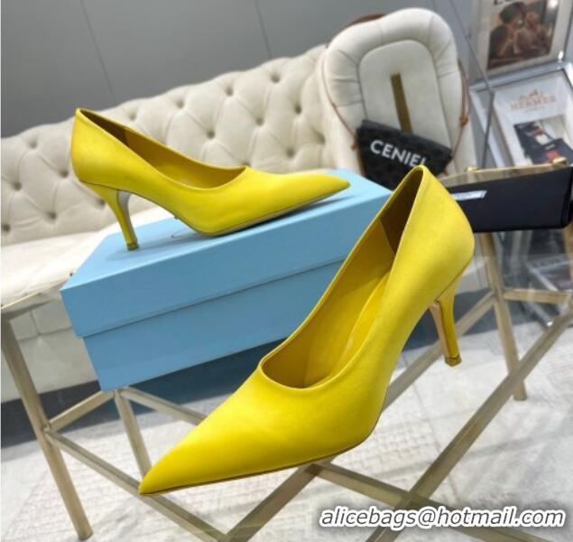 Best Product Prada Satin Pumps 8cm Yellow 0228057