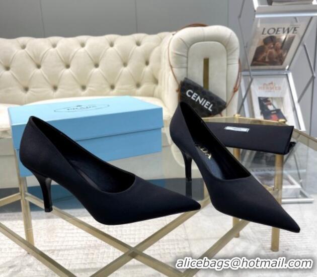 Best Grade Prada Satin Pumps 8cm Black 0228058