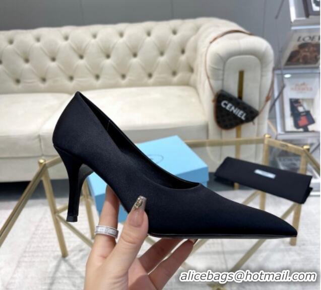 Best Grade Prada Satin Pumps 8cm Black 0228058