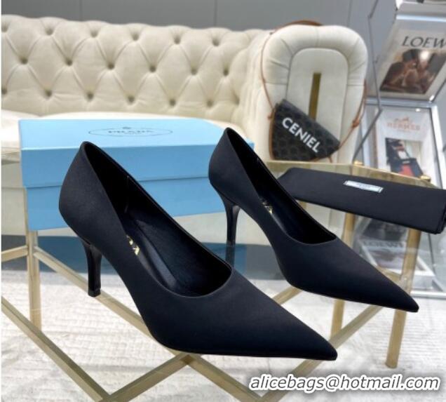 Best Grade Prada Satin Pumps 8cm Black 0228058