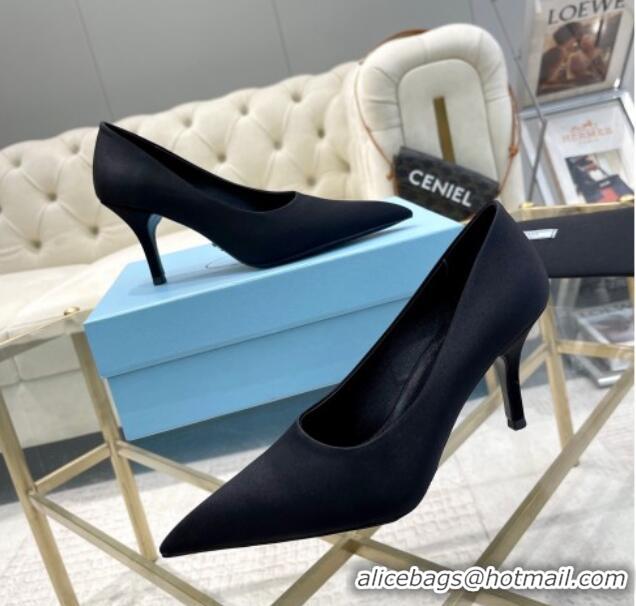 Best Grade Prada Satin Pumps 8cm Black 0228058