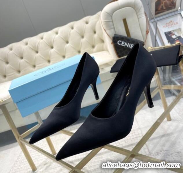 Best Grade Prada Satin Pumps 8cm Black 0228058