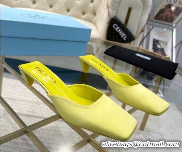 Unique Style Prada Satin Square Mules 4cm Yellow 228059