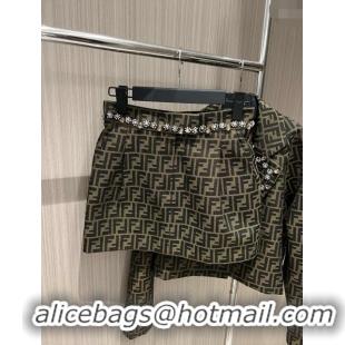 ​Buy Cheap Fendi FF Skirt with Crystal F11043 Brown 2024