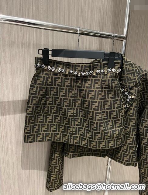 ​Buy Cheap Fendi FF Skirt with Crystal F11043 Brown 2024