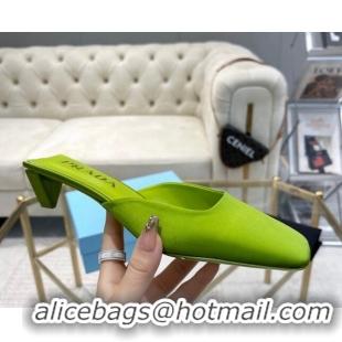 Lower Price Prada Satin Square Mules 4cm Green 228060