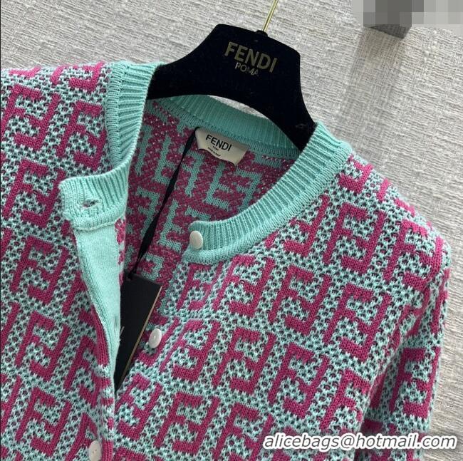 Buy Inexpensive Fendi Knit FF Cardigan F12207 Blue/Pink 2024