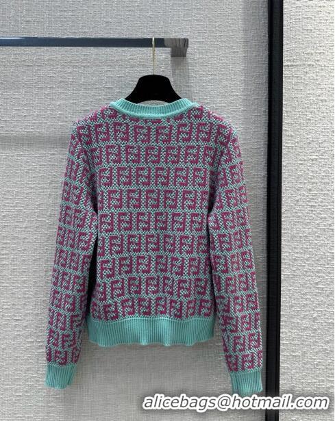 Buy Inexpensive Fendi Knit FF Cardigan F12207 Blue/Pink 2024