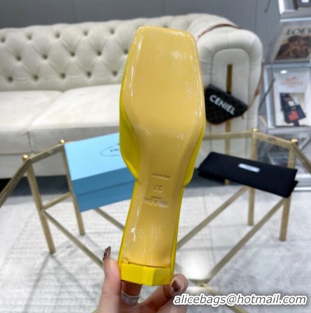 Good Looking Prada Satin Square Mules 4cm Yellow 228063