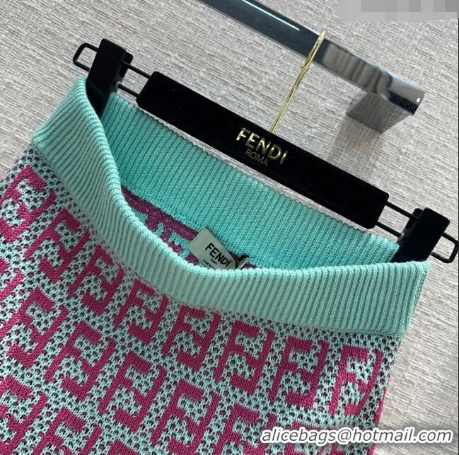 Buy Discount Fendi Knit FF Skirt F12206 Blue/Pink 2024