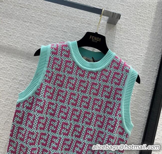 Super Quality Fendi Knit FF Vest F12205 Blue/Pink 2024