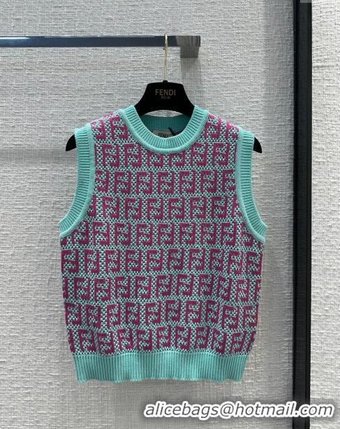 Super Quality Fendi Knit FF Vest F12205 Blue/Pink 2024