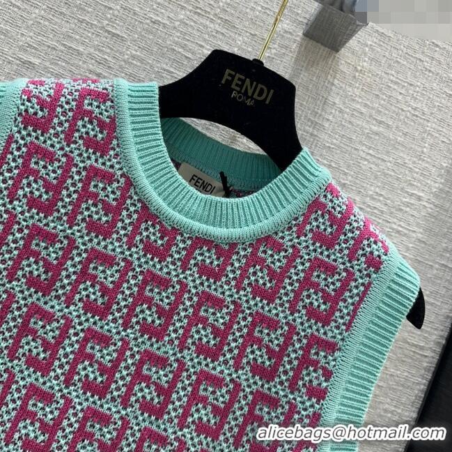 Super Quality Fendi Knit FF Vest F12205 Blue/Pink 2024