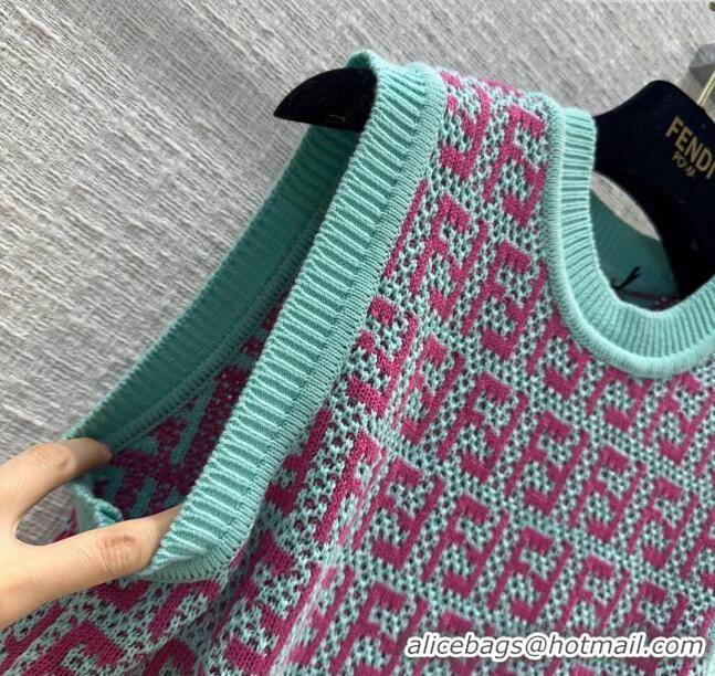 Super Quality Fendi Knit FF Vest F12205 Blue/Pink 2024