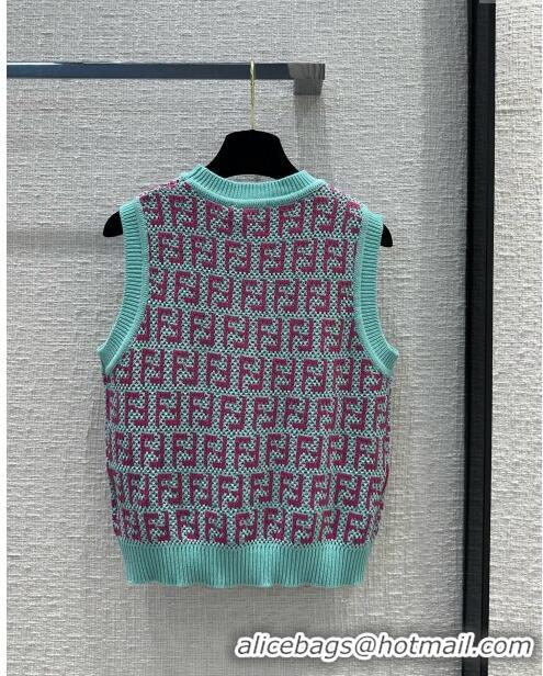 Super Quality Fendi Knit FF Vest F12205 Blue/Pink 2024