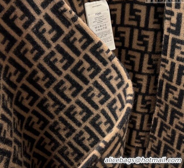 Famous Brand Fendi Wool Cashmere Cape 135x135cm 0131 Brown/Black 2024