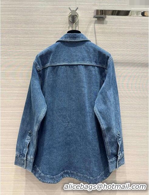 Promotional Fendi Denim Shirt and Skirt F022303 Blue 2024