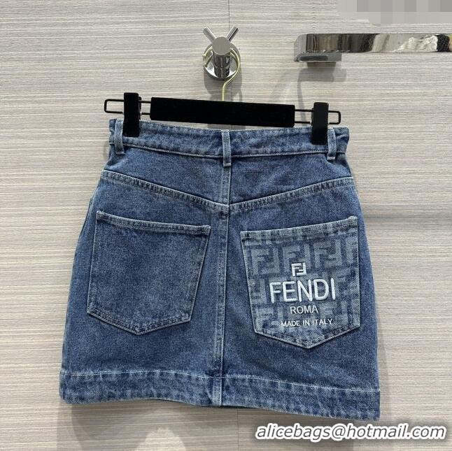 Promotional Fendi Denim Shirt and Skirt F022303 Blue 2024