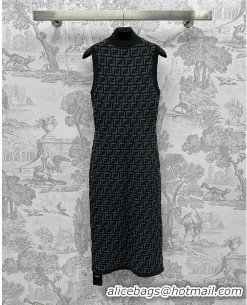 ​Reasonable Price Fendi FF Knit Dress F022621 Black 2024