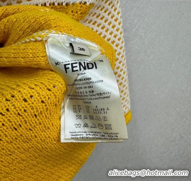 Promotional Fendi Knit Short-sleeved Cardigan F022623 Yellow 2024