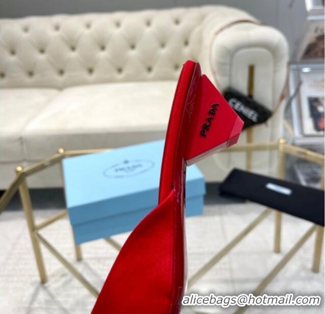 Top Grade Prada Satin Pointed Mules 3.5cm Red 228067