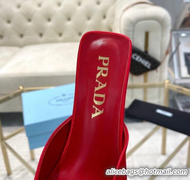 Top Grade Prada Satin Pointed Mules 3.5cm Red 228067