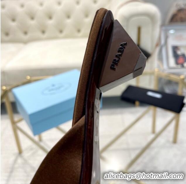 Charming Prada Satin Pointed Mules 3.5cm Brown 228068