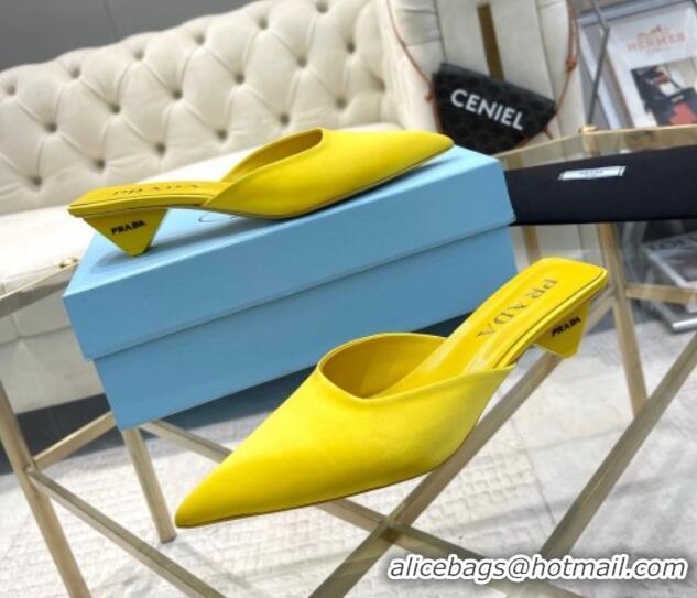 Good Product Prada Satin Pointed Mules 3.5cm Yellow 228069