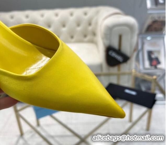 Good Product Prada Satin Pointed Mules 3.5cm Yellow 228069