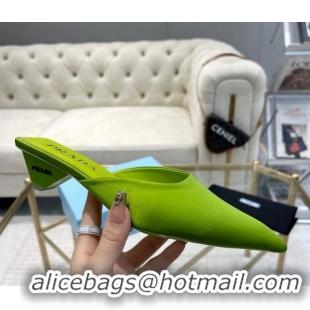 Good Quality Prada Satin Pointed Mules 3.5cm Green 228070