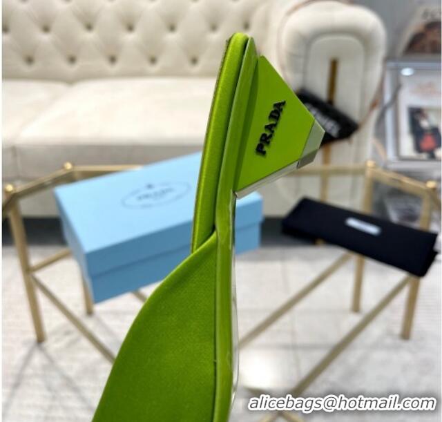 Good Quality Prada Satin Pointed Mules 3.5cm Green 228070