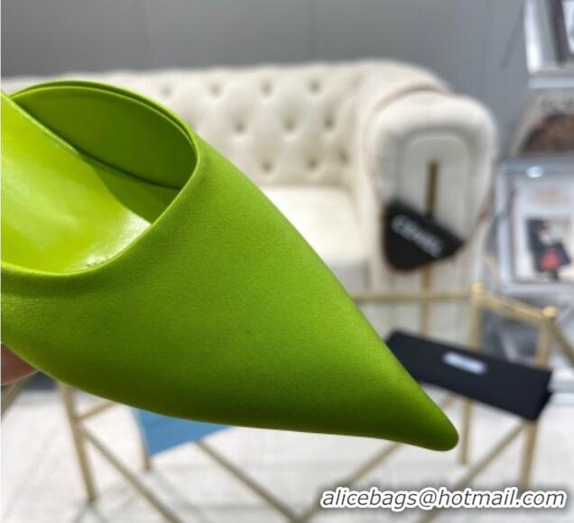 Good Quality Prada Satin Pointed Mules 3.5cm Green 228070