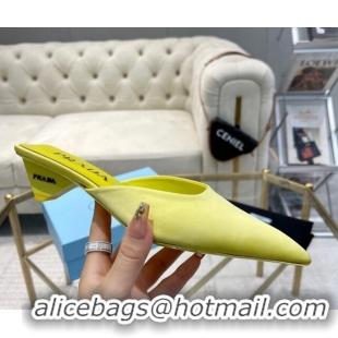 Hot Style Prada Satin Pointed Mules 3.5cm Yellow 228071