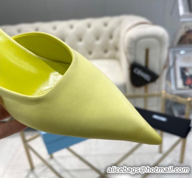 Hot Style Prada Satin Pointed Mules 3.5cm Yellow 228071