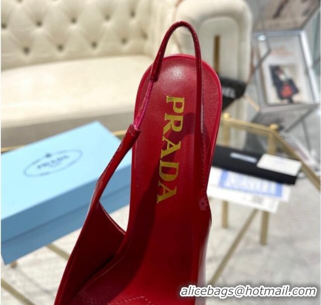 Luxury Cheap Prada Patent leather slingback pumps 7.5cm Red 228076